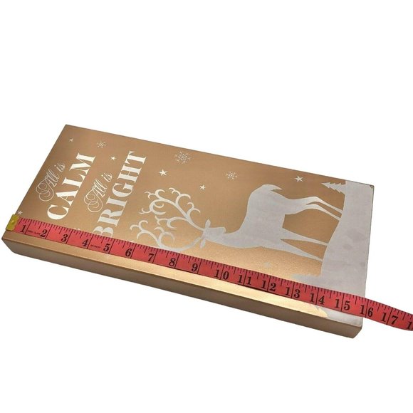 Christmas All is Calm All is Bright with Deer Box Sign Snow Rectangular Wooden - Picture 7 of 7